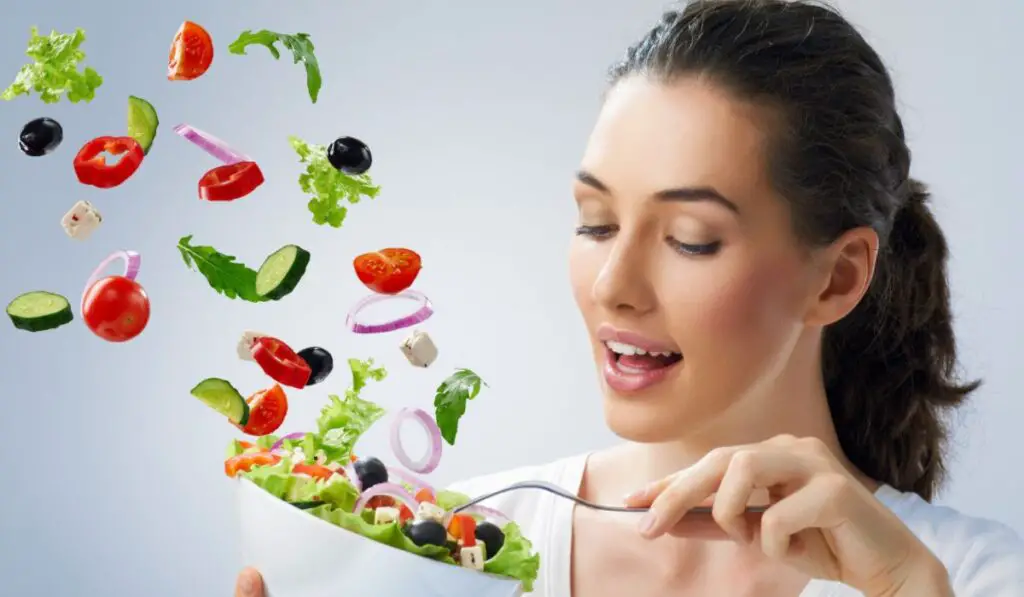 Woman eating a salad