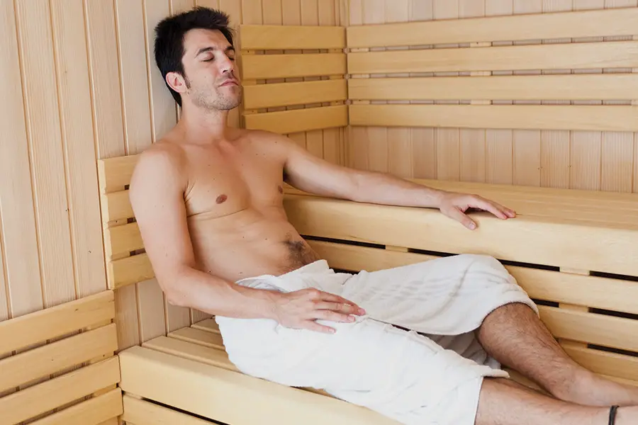 Man Sitting in a Sauna