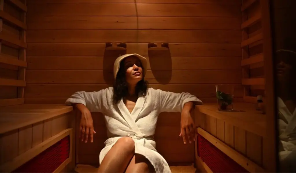 oung woman in the infrared sauna