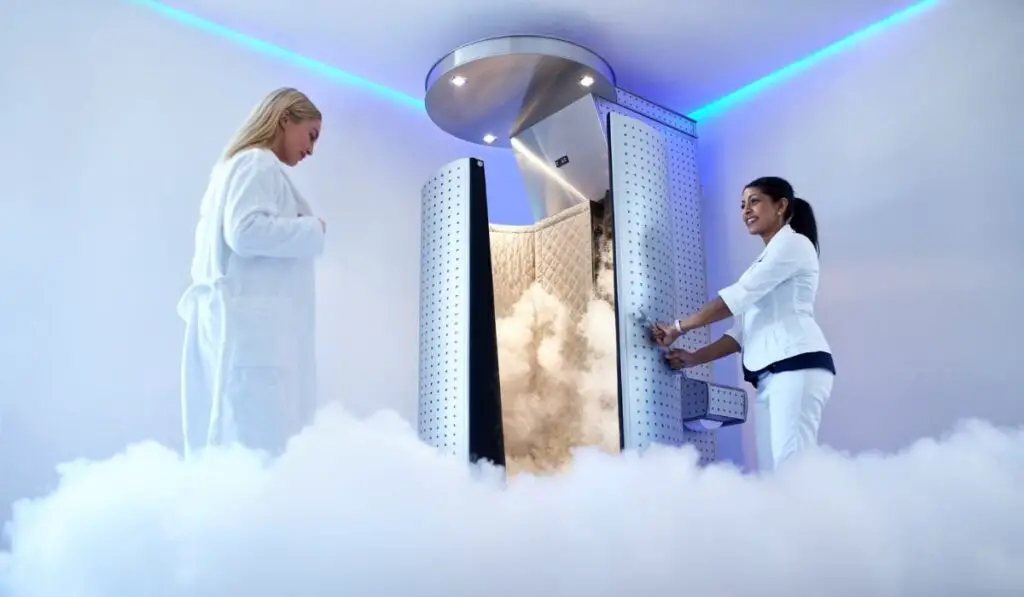 Woman going for cryotherapy treatment